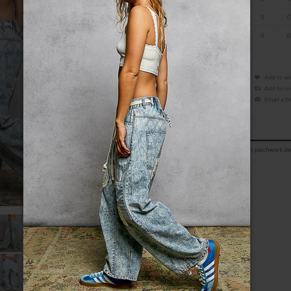 🎉 POL “ Dawn 2 “ POL Denim  Pants with Patchwork Detail 87 - Picture 6 of 6